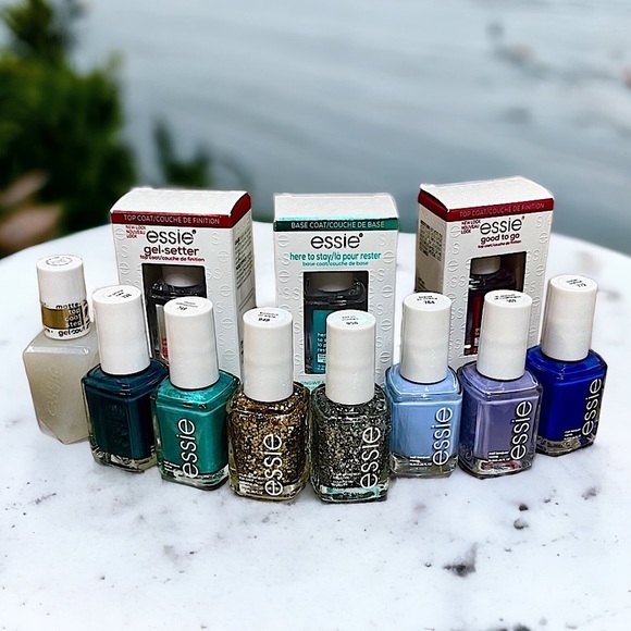 essie Other - NEW Essie lot of 11 Top coat matte fast dry base coat nail polish glitter